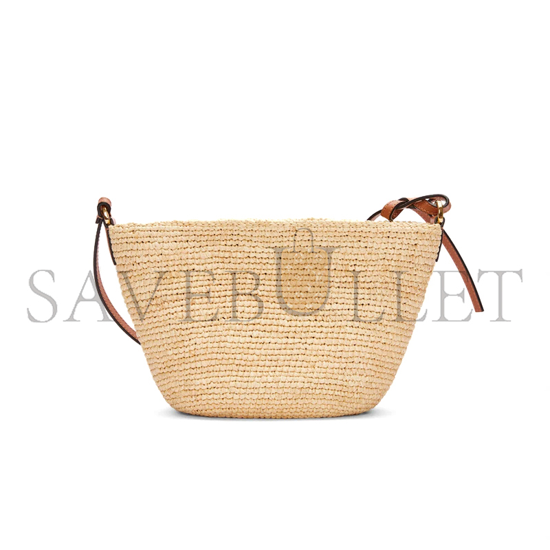 LOEWE SLIT POCHETTE BAG IN RAFFIA AND CALFSKIN 328.24.W10 (27*17*9cm)
